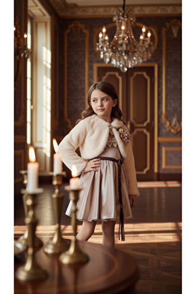 DKBAB KALIN BOLEROLU KADİFE KIZ ÇOCUK ELBİSESİ