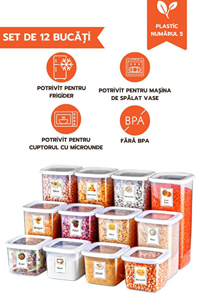 Ginza Maison Set Of 12 Food Boxes (4X500, 4X1200, 4X1750), Transparent White, 1 Spare Lid And 25 Gift Tags