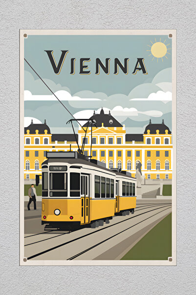 Lucena Pictură decorativă de perete vintage din metal imprimat Viena Austria