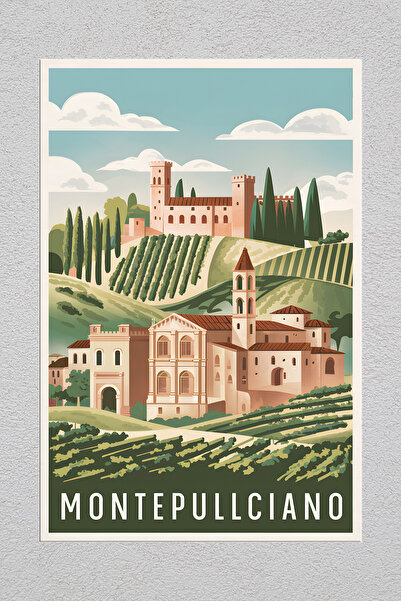 Lucena Metal Printed Montepulciano Italy Vintage Decorative Wall Painting