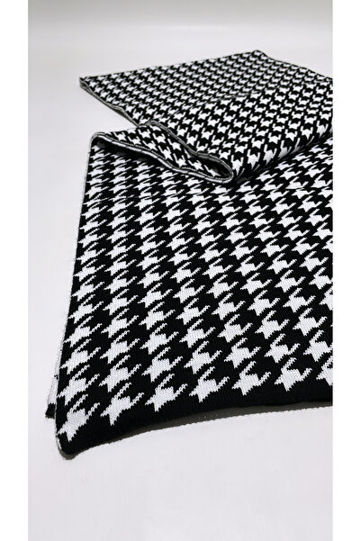 Onur Scarf - Houndstooth Pattern Winter Neck Scarf Thick Quality Fabric Woven Gramaged Product Double Sided