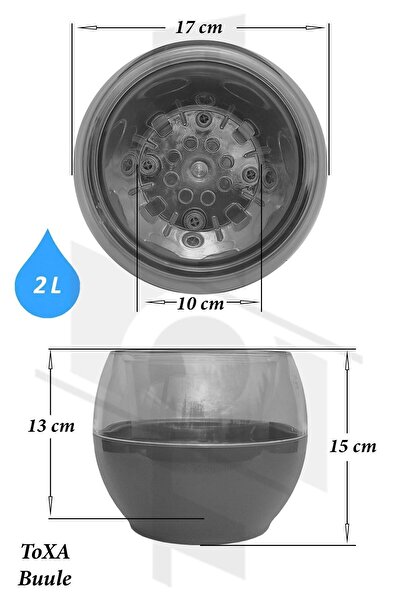 ToXA Buule Orkide Saksısı Beyaz 2 Litre 17cm Drenajlı Yuvarlak Kristal Plastik Tasarım Saksı Bl-by