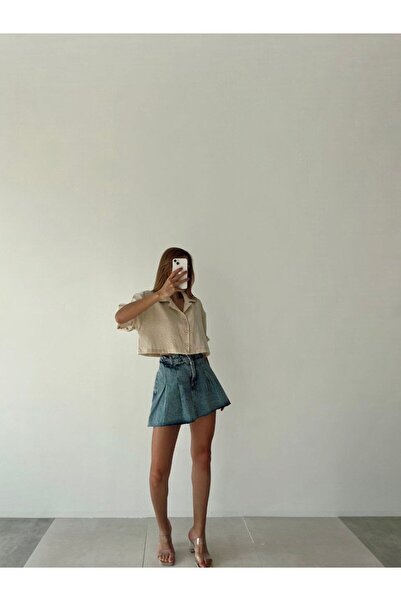 MADAME MELEK Жіноча спідниця-шорти синього кольору - Джинсовий, міні, Джинси