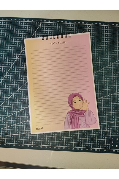 beticraft Tesettürlü kız temalı Notepad A5 boy 15x21 Üstten spiralli Çek Kopar