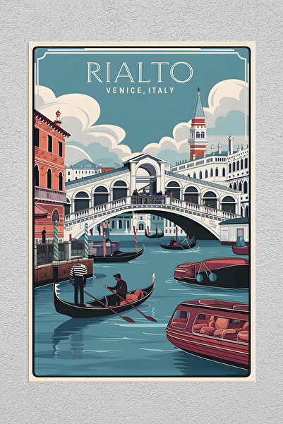 Lucena Μεταλλική εκτύπωση Πύλη του Ριάλτο Βενετία 2 Vintage διακοσμητική ζωγρ...