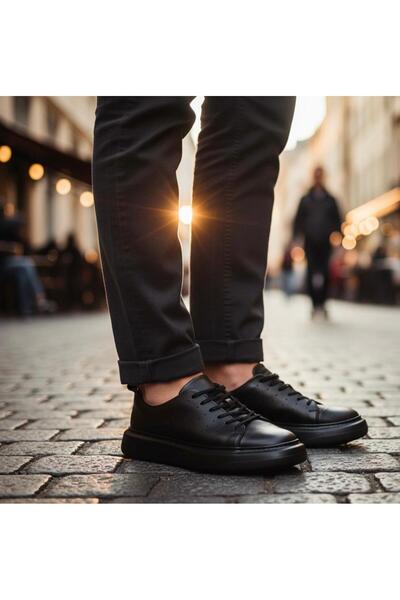 Slope Pantofi casual pentru bărbați, negri, din piele naturală, cu șireturi, ...