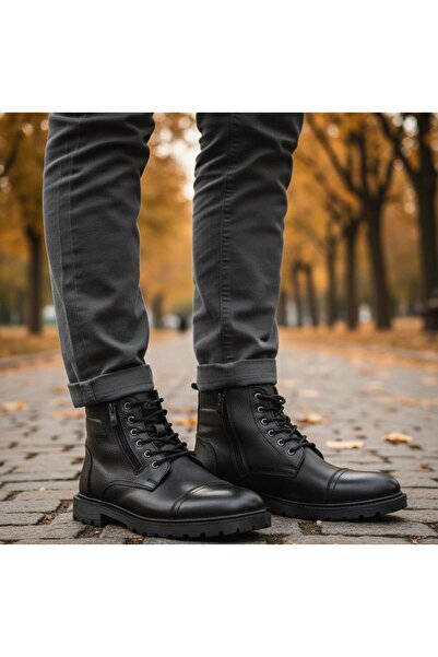 Slope Ανδρικές μπότες από γνήσιο δέρμα, ανθεκτική στο νερό και στο κρύο, αντιολισθητική σόλα 475