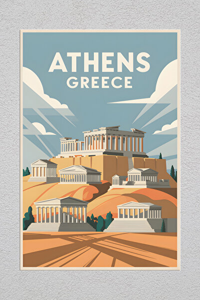 Lucena Pictură decorativă de perete vintage, imprimată pe metal, Atena, Grecia, 2