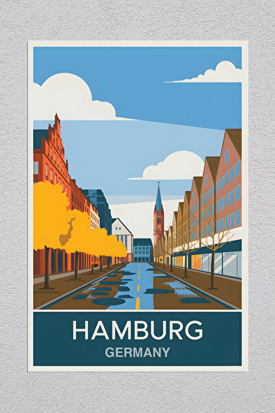 Lucena Pictură decorativă de perete vintage din metal cu imprimeu Hamburg Germania