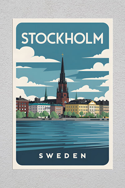 Lucena Μεταλλική εκτύπωση Στοκχόλμης Σουηδίας Vintage διακοσμητική ζωγραφική τοίχων