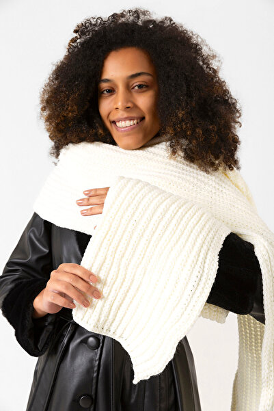 MARBERRY Εκρού Πλεκτό Χοντρό Γυναικείο Σάλι - 45x210 cm