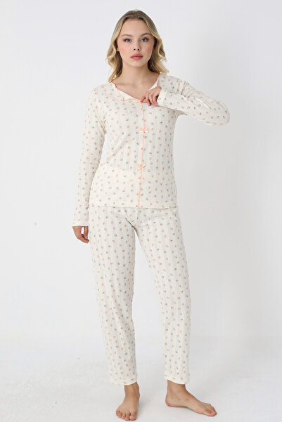 TURAY Catherine Basic Uzunkol 100% Bumbac Pijama Bej pentru Femei