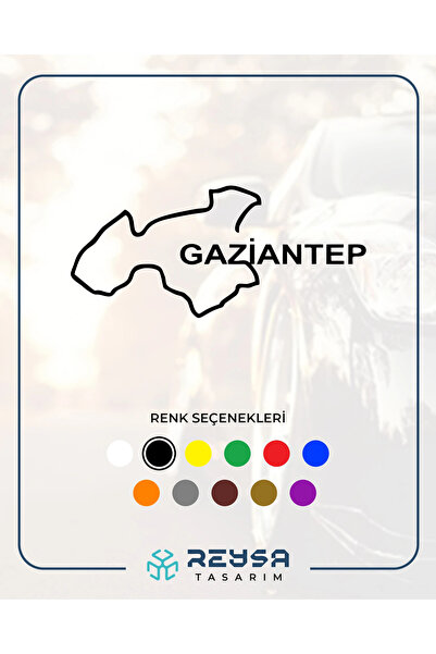 Reysa Tasarım ملصق سيارة Gaziantep Map مقاس 18x8 سم باللون الأسود