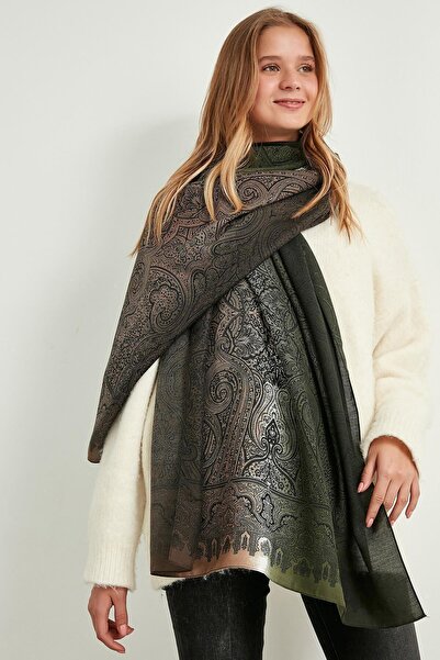 MARBERRY Γυναικείο σάλι με σχέδιο Etro χακί