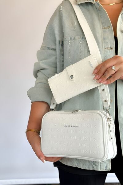Just Polo Beyaz Renk Cüzdanlı Yeni Sezon Orta Boy 4 Bölmeli Geniş Askılı Günl...