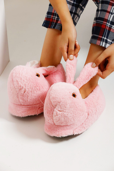 Devida Tavşan Model Kaymaz Taban Rahat Ve Konforlu Kışlık Kadın Panduf