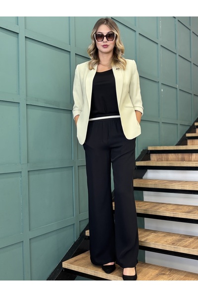 AYHAN Kadın Beli Lastikli Bol Paça Pantolon