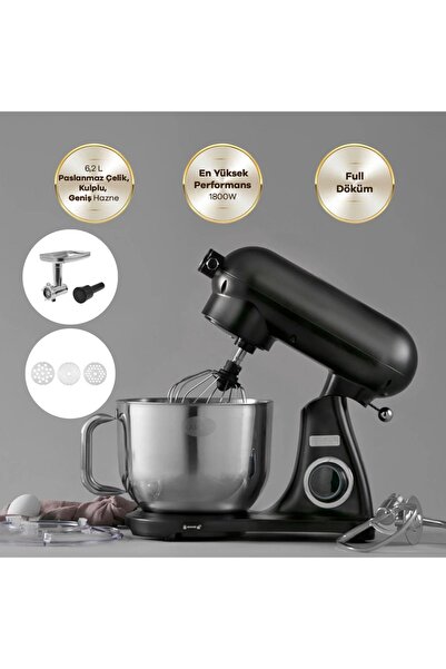 Karaca Kıyma Çekme Sucuk-sosis Yap Hamur Yoğurma 1800w Güç 6,2 Lt Döküm Mutfak Şefi Onerous Mutfak Tartısı