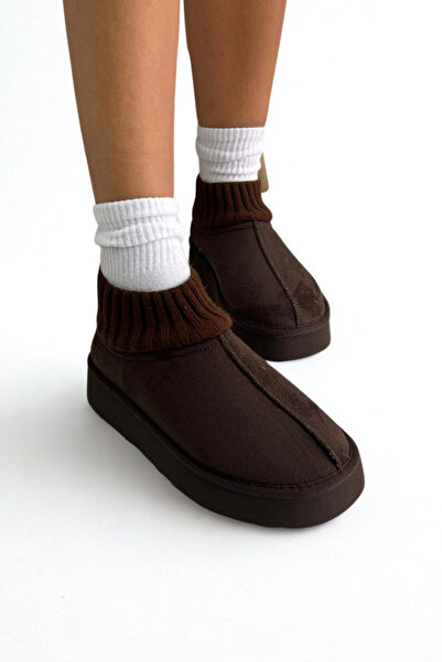 inizio Γυναικείες μπότες καφέ με γούνα εσωτερικά GD051