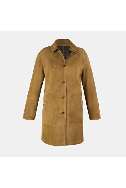 Desa Simonetta Green Women's Double Sided Leather Top Coat