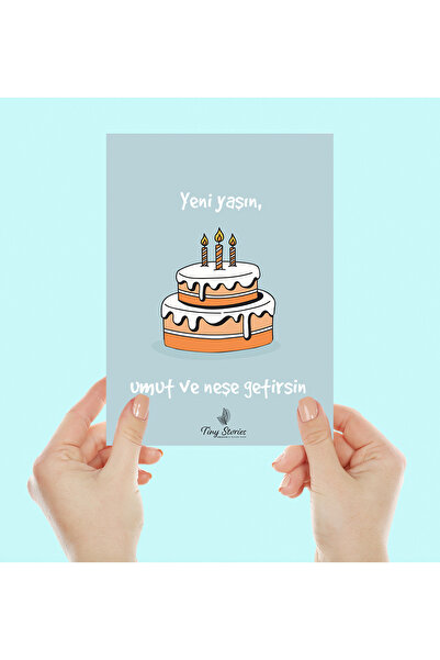 tinystoriestr Doğum Günü Motto Kartı Kartpostal - 3 Adet