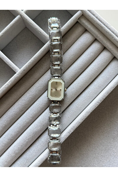 FIERA JEWELRY Diamond Model Rectangular Stone Dial Steel Women's Watch