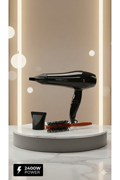 hagentech مجفف شعر احترافي أسود، مجفف شعر احترافي بقوة 2400 واط
