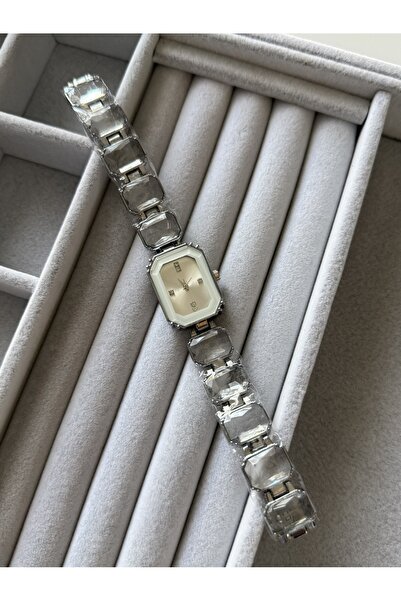 FIERA JEWELRY Diamond Model Rectangular Stone Dial Steel Women's Watch