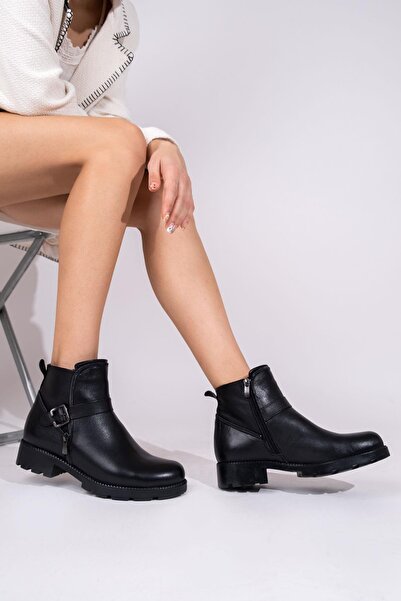 Modabuymus Жіночі шкіряні чорні черевики з пряжкою - 9000