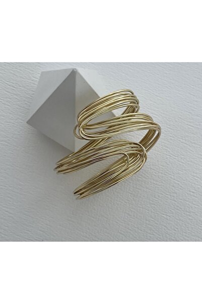Xui Trend Kadın çelik altın kaplama ayarlanabilir el yapımı tel sarma kelepçe...