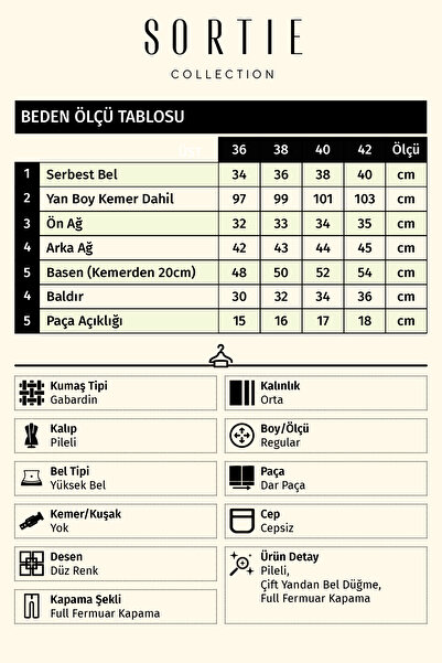 Sortie Collection Kadın Yüksek Bel, Pileli, Dar Paça, Açık Bej Gabardin Pantolon