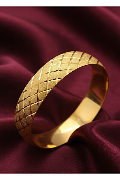 xesha Altın Kaplama 1.5 Cm Baklava Desenli Bilezik Kuyumcu işçiliğinde 1 Adet