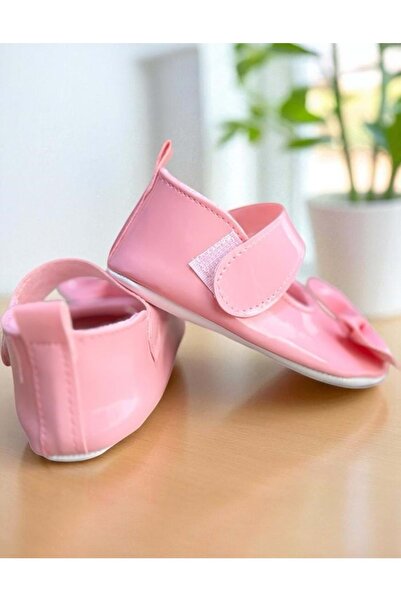 Balgüneş Tekstil Lacquered Baby Ballet Booties with Bow Pink