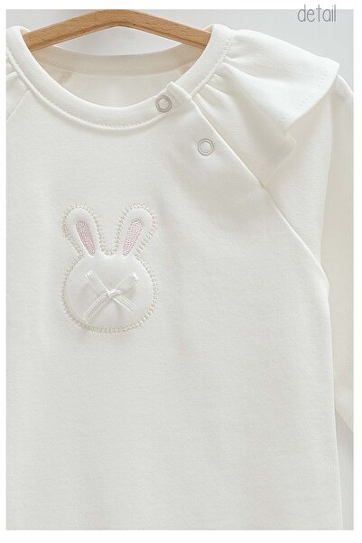 Caramell Cute Rabbit Double Snap Body with Shoulder Detail Ecru