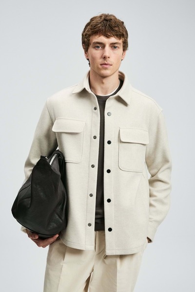 Lufian 112120261 Andre Men's Knitted Jacket Ecru