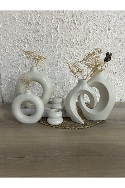 Zigzag Home Decorative 6 Piece Vase and Candle Holder Set /Ring Vase, Ivy Lover Vase, Tealight Candle Holder Set