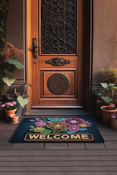 Valerine Life Неонові квіти ромашки з нековзною підошвою Ласкаво просимо Welcome Килимок для вхідних дверей 45x70см