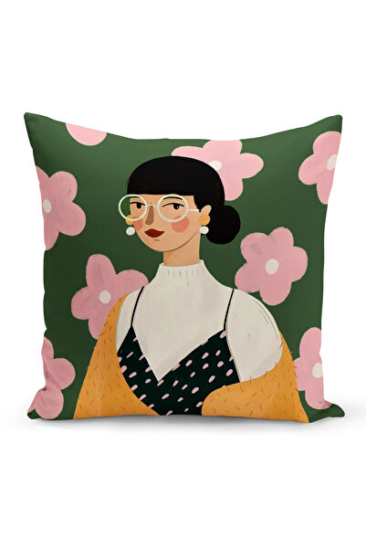 Bertille Home غطاء وسادة مطبوع رقميًا مزدوج الجوانب من سلسلة Retro (غطاء Cush...