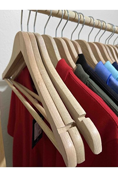 Askıcı Ahşap Askı Kıyafet Ve Elbise Askısı 12 Adet Cilasız Yerli