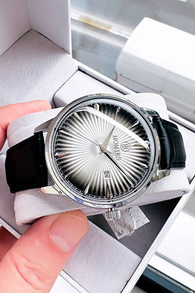 Homies ساعة يد رجالية أصلية من الجلد الطبيعي باللون الأسود 3 Atm مقاومة للماء...