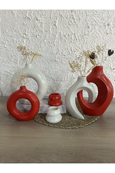 Zigzag Home Decorative 6 Piece Vase and Candle Holder Set /Ring Vase, Ivy Lover Vase, Tealight Candle Holder Set