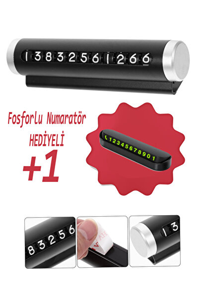 B34R Metal Kasa Araç İçi Park Telefon Numaratörü Çevirmeli Oto Cam Fosforlu P...