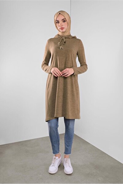 Alvina Hooded Laces Feathered Knitting Tunic 41303