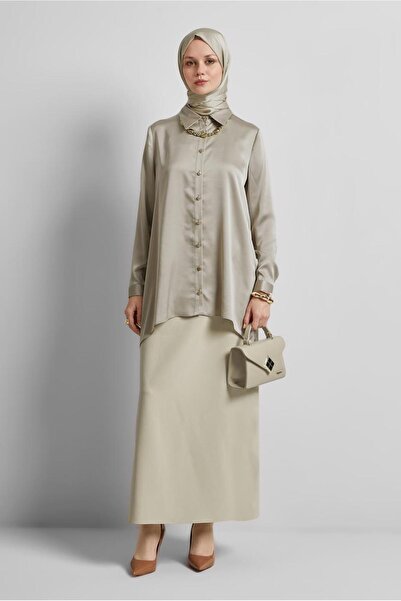 Alvina ASİMETRİK KESİM SATEN TUNİK 44615