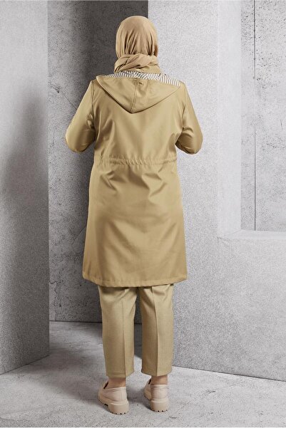 Alvina Hooded Plus Size Trench Coat 10918