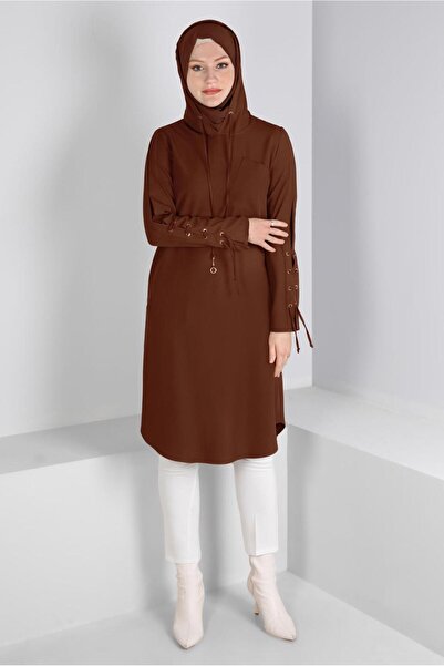 Alvina تونيك بغطاء للرأس بتفاصيل عين الطير 43269