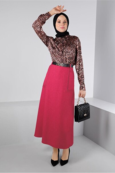 Alvina Leopard Patterned Satin Blouse 43410