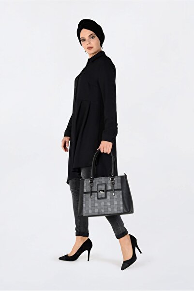 Alvina 4706 Model Asymmetrical Cut and Pleat Detailed Tunic