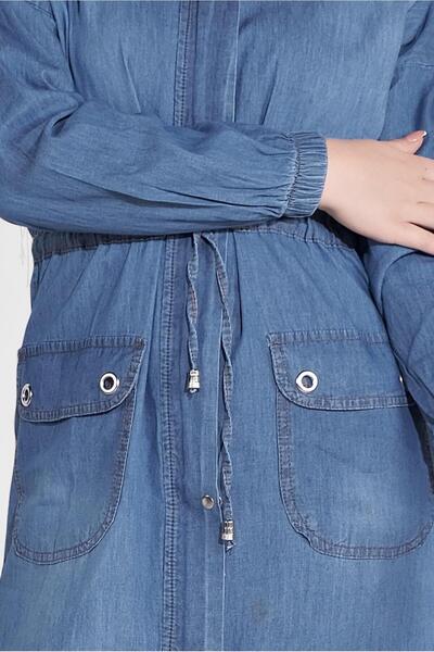 TRENDTESETTÜR KADIN LACİVERT (İNDİGO) DENİM TRENÇKOT 301