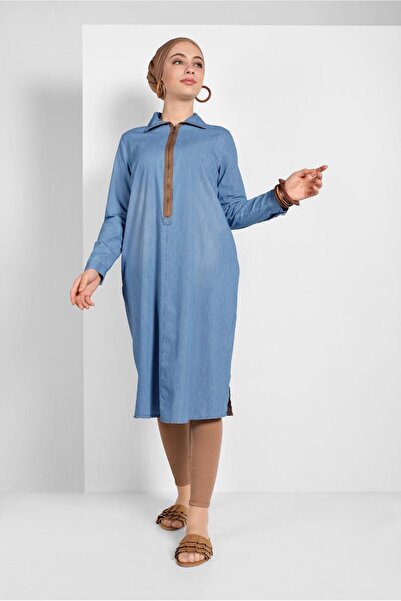 TRENDTESETTÜR Tunica de denim albastră (A. BLUE) pentru femei cu fermoar 34915